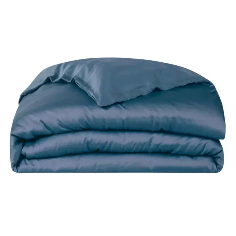 Loomii Cooling Eucalyptus Lyocell Duvet Cover, Steel Blue Gray, King, Zipper